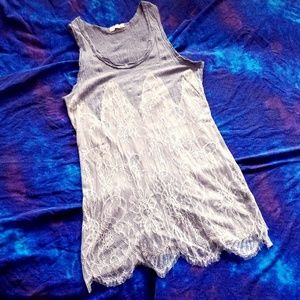 Pins & Needles Lacy Grey Sleeveless Tank Top, M
